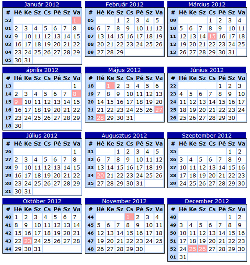 2012-ben öt hosszú hétvége is lesz