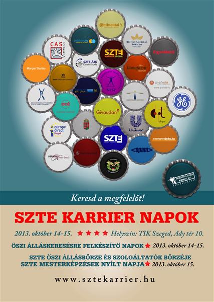 A Szegedi Tudományegyetem által szervezett országos hírű állásbörzére kerül sor 2013. október 15-én, 14-én pedig felkészítő napot tartanak. Szegedi Tudományegyetem